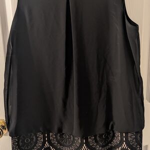 AB Studio Black Sleeveless Top with Lace Detail